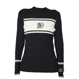 [WOMENS] High-Neck RND Logo Ribbed Knit Top
