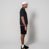 JACQUARD TUCK SHORTS - BLACK