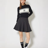 [WOMENS] High-Neck RND Logo Ribbed Knit Top