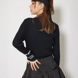 [WOMENS] High-Neck RND Logo Ribbed Knit Top