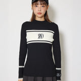 [WOMENS] High-Neck RND Logo Ribbed Knit Top
