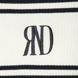 [WOMENS] High-Neck RND Logo Ribbed Knit Top
